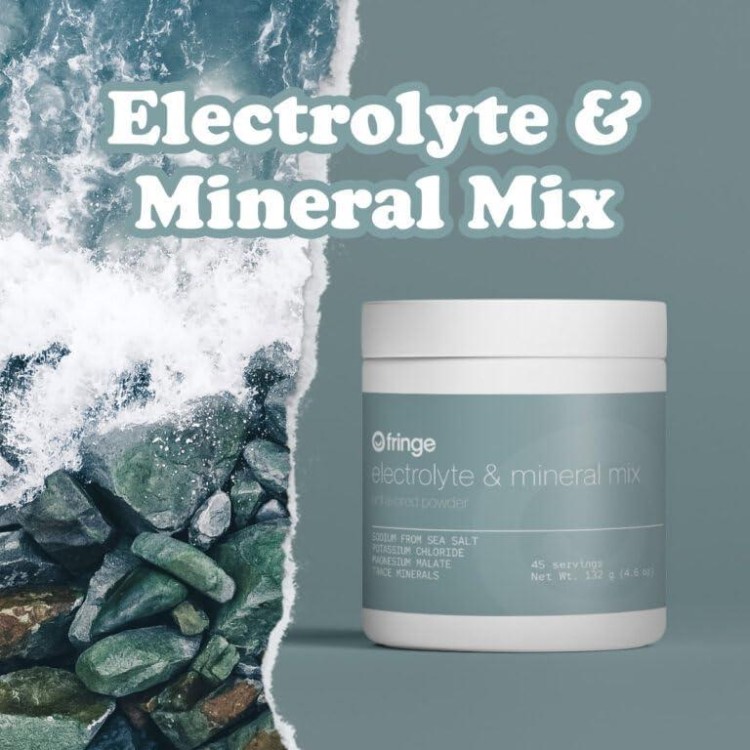 Fringe Electrolyte and Mineral Mix, Pure Ocean Sea Salt for Rehydration, Potassium Chloride, Magnesium Malate for Muscle Tension, Trace Minerals for Essentials, Unflavored, 30 Servings