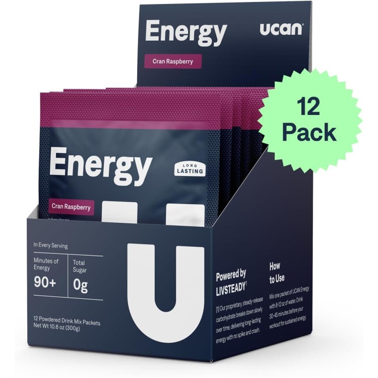 UCAN Energy Powder, Cran-Raz, Keto, Sugar-Free Pre & Post Workout for Men & Women, Non-GMO, Vegan, Gluten-Free, Great for Runners, Gym-Goers and High Performance Athletes (12 Servings, 25g)