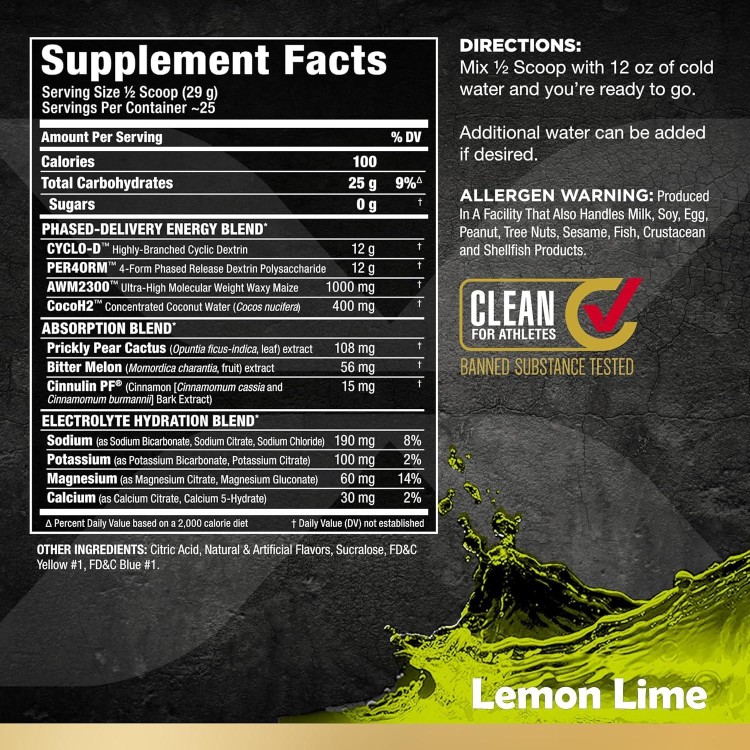 ALLMAX Nutrition Carbion+, Maximum Strength Electrolyte and Hydration Energy Drink, Lemon Lime, 870g