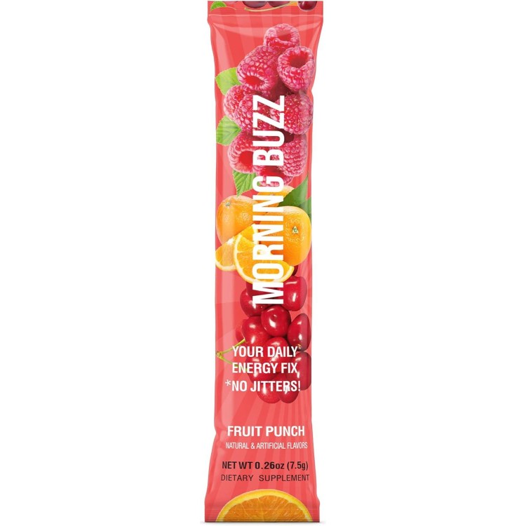 Morning Buzz Energy Powder Drink - Energy Boost Drink Mix - Sugar-Free Energy with Antioxidants - Morning Kickstart and Sports Nutrition Endurance Product - 15 Servings, Fruit Punch, 4 Ounces