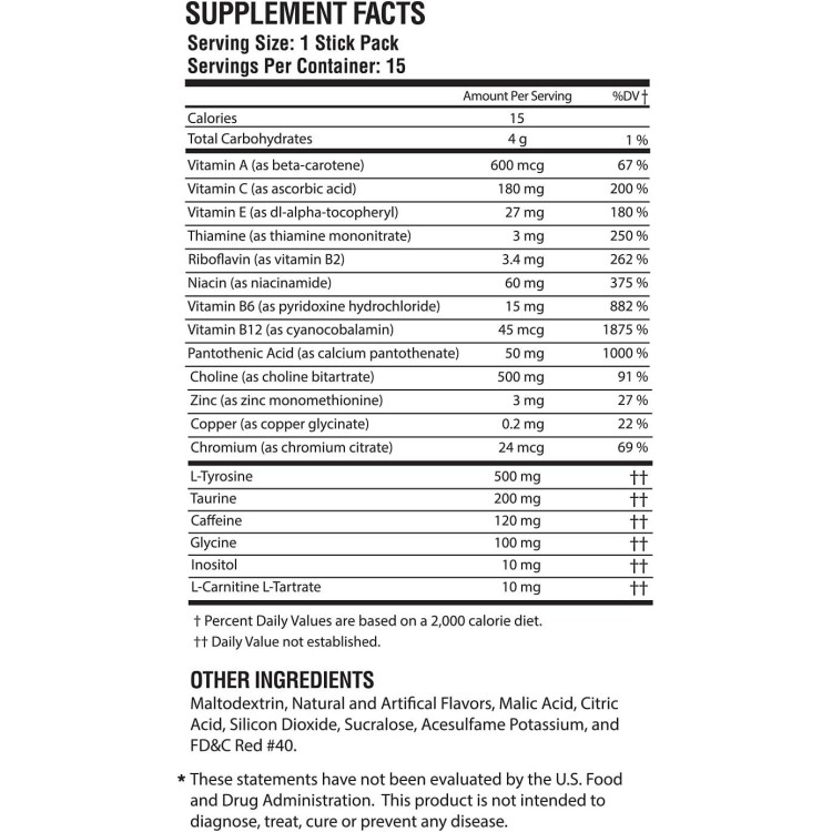 Morning Buzz Energy Powder Drink - Energy Boost Drink Mix - Sugar-Free Energy with Antioxidants - Morning Kickstart and Sports Nutrition Endurance Product - 15 Servings, Fruit Punch, 4 Ounces