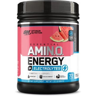 Optimum Nutrition Essential AMIN.O Energy & Electrolytes - Energy, Focus & Post-Workout Muscle Recovery - Watermelon Pre-Workout Electrolyte Powder Drink - Watermelon Splash, 1.51 lb (72 Servings)