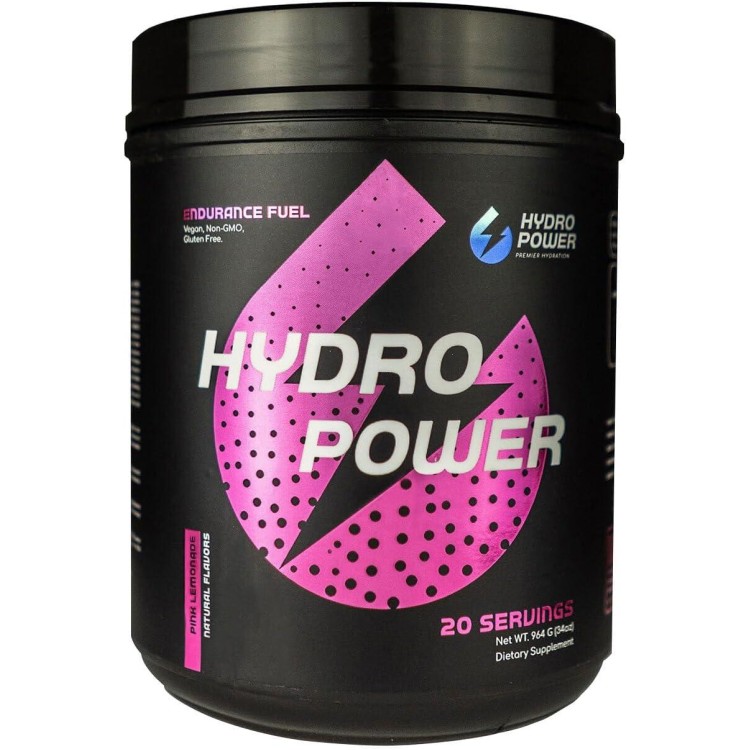 Hydro Power Endurance Fuel High Carb Supplement - Maximize Endurance & Performance with Superior Electrolyte & Calories Mix - Vegan, Non-GMO, & Gluten Free - Pink Lemonade Flavor, 20 Serving