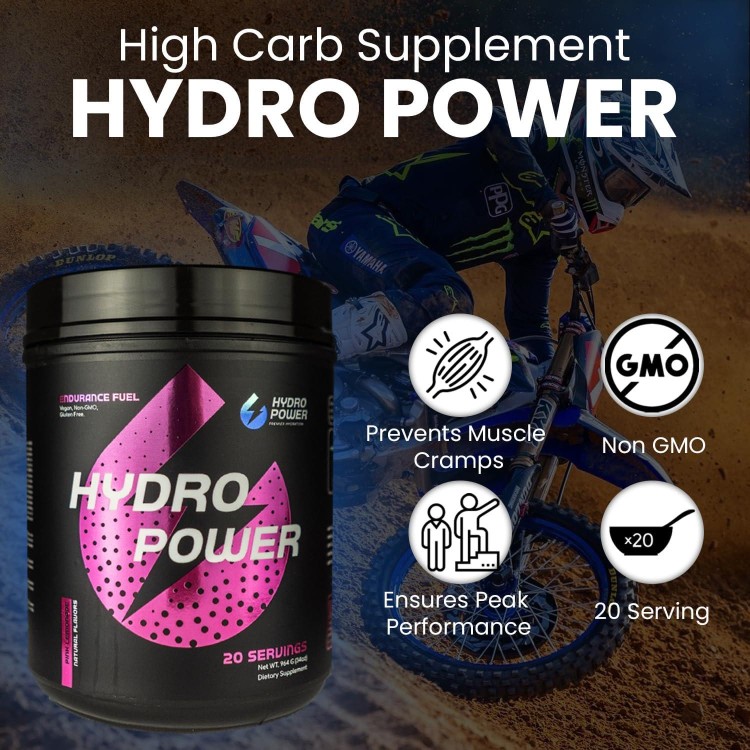 Hydro Power Endurance Fuel High Carb Supplement - Maximize Endurance & Performance with Superior Electrolyte & Calories Mix - Vegan, Non-GMO, & Gluten Free - Pink Lemonade Flavor, 20 Serving