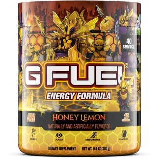 G Fuel Honey Lemon Energy Powder, Sugar Free, Clean Caffeine Focus Supplement, Water Mix, Focus Amino, Vitamin + Antioxidant Blend, 9.9 oz (40 Servings)