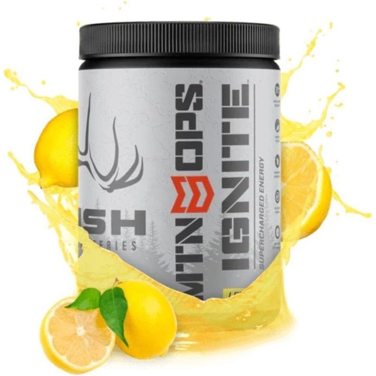 MTN OPS Ignite Supercharged Energy Drink Mix, 45-Serving Tub, Hush Lemonade