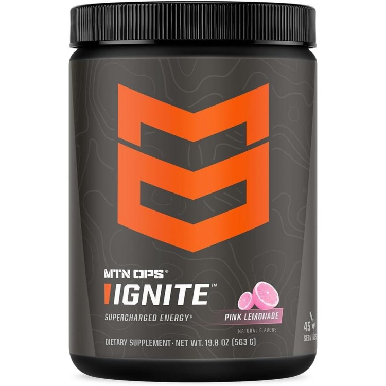 MTN OPS Ignite Supercharged Energy Drink Mix 45-Serving Tub, Pink Lemonade