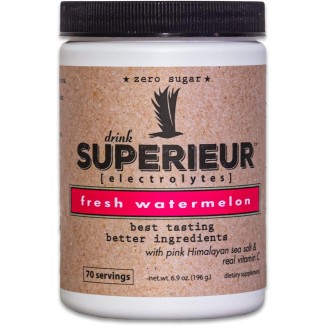 Superieur Electrolytes – Plant Based Electrolyte Supplement w/Sea Minerals for Hydration & Recovery – Keto Friendly, Non-GMO, Zero Sugar, Vegan Healthy Sports Drink Powder – Watermelon (70 Servings)