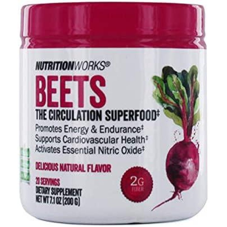 Nutrition Works Beets Superfood Powder Drink Mix for Energy and Endurance, 7.1 Oz.