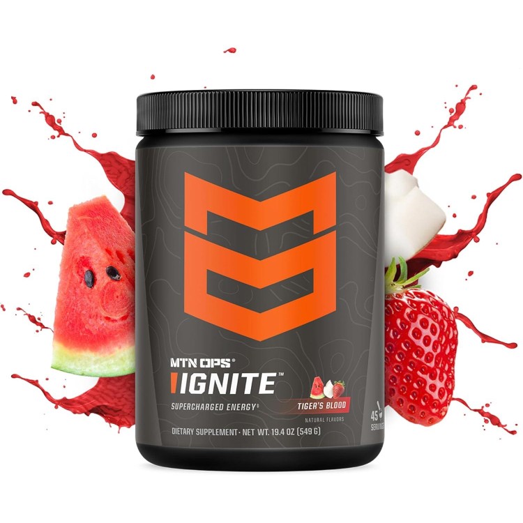 MTN OPS Ignite Supercharged Energy Drink Mix 45-Serving Tub, Tiger's Blood