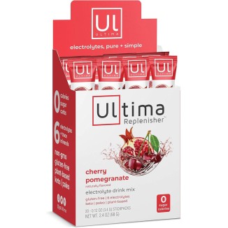 Ultima Replenisher Electrolyte Hydration Powder, Cherry Pomegranate, 20 Count Stickpacks - Sugar Free, 0 Calories, 0 Carbs - Gluten-Free, Keto, Non-GMO with Magnesium, Potassium, Calcium