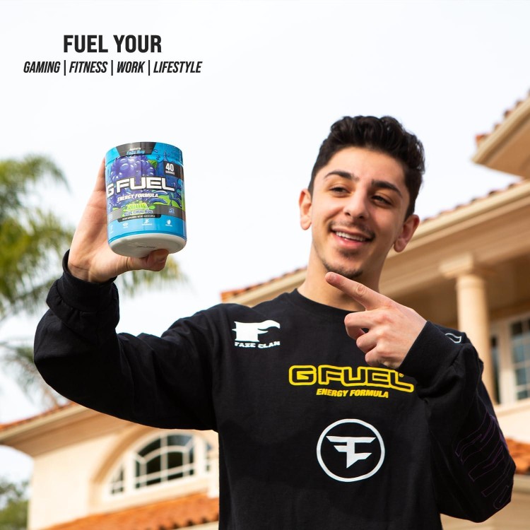 G Fuel Faze Rug Energy Powder, Sugar Free, Clean Caffeine Focus Supplement, Water Mix, Sour Blue Raspberry Flavor, with Focus Amino, Vitamin + Antioxidants Blend - 10.44 oz (40 Servings)