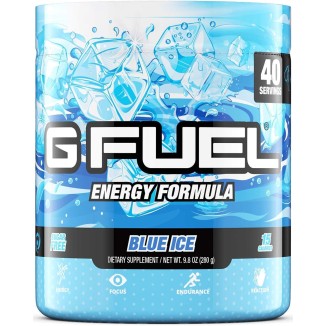 G Fuel Blue Ice Energy Powder, Sugar Free, Clean Caffeine Focus Supplement, Blue Raspberry Flavor, Focus Amino, Vitamin + Antioxidants Blend - 9.8 oz (40 Servings)