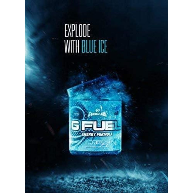 G Fuel Blue Ice Energy Powder, Sugar Free, Clean Caffeine Focus Supplement, Blue Raspberry Flavor, Focus Amino, Vitamin + Antioxidants Blend - 9.8 oz (40 Servings)