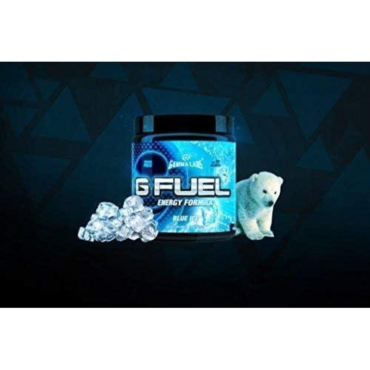 G Fuel Blue Ice Energy Powder, Sugar Free, Clean Caffeine Focus Supplement, Blue Raspberry Flavor, Focus Amino, Vitamin + Antioxidants Blend - 9.8 oz (40 Servings)