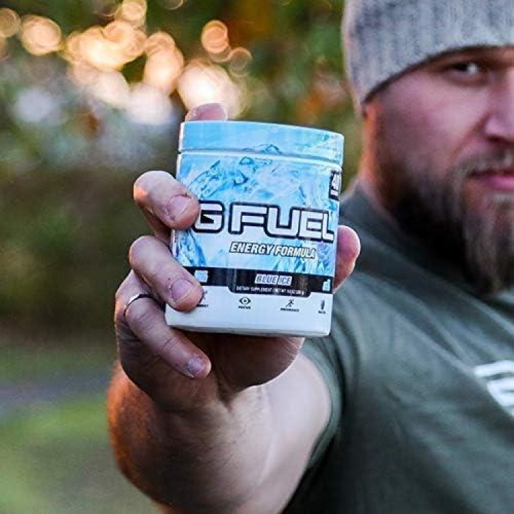 G Fuel Blue Ice Energy Powder, Sugar Free, Clean Caffeine Focus Supplement, Blue Raspberry Flavor, Focus Amino, Vitamin + Antioxidants Blend - 9.8 oz (40 Servings)