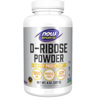 NOW Foods Sports Nutrition, D-Ribose Powder 5,000 mg, Certified Non-GMO, Energy Production*, 8-Ounce