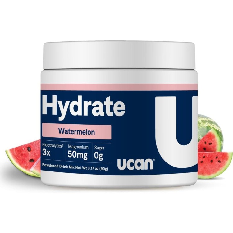 UCAN Hydrate Electrolyte Drink Mix, Watermelon, Sugar-Free Hydration Powder, Keto, Non-GMO, Vegan, All Natural, Gluten-Free, 30 Servings (3.15 Ounces)