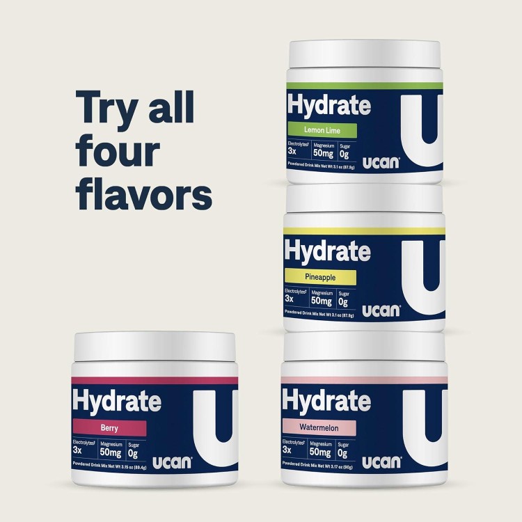 UCAN Hydrate Electrolyte Drink Mix, Watermelon, Sugar-Free Hydration Powder, Keto, Non-GMO, Vegan, All Natural, Gluten-Free, 30 Servings (3.15 Ounces)