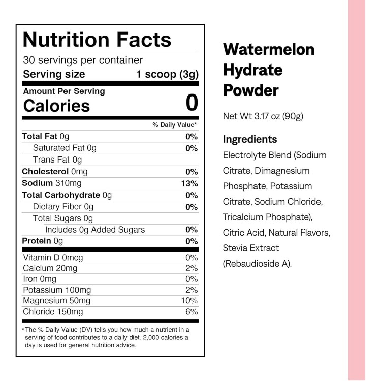 UCAN Hydrate Electrolyte Drink Mix, Watermelon, Sugar-Free Hydration Powder, Keto, Non-GMO, Vegan, All Natural, Gluten-Free, 30 Servings (3.15 Ounces)