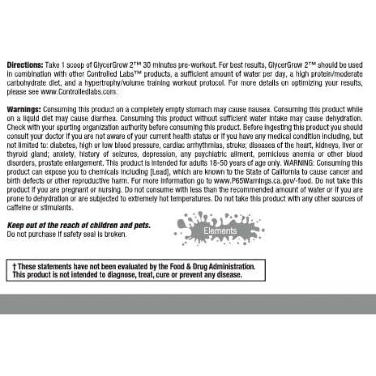 CONTROLLED LABS GlycerGrow 2, Increase Cell Volume and Vascularity, Helps Improve Endurance, Growth, and Recovery, Helps Maintain Workout Intensity, 60 Servings, Unflavored