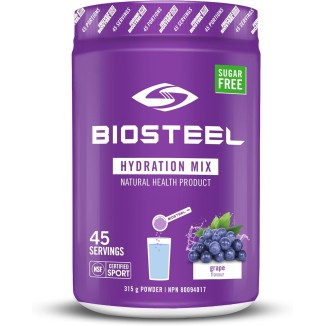 BioSteel Zero Sugar Hydration Mix, Great Tasting Hydration with 5 Essential Electrolytes, Grape, 45 Servings per Tub